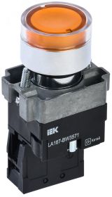 Кнопка LA167-BW3571 d=22мм RC 1з с подсвет. желтая BBT20-BW3571-1-12-67-K05 IEK