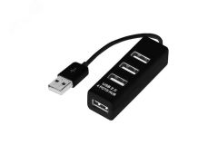 Разветвитель USB на 4 порта черный, 18-4103 REXANT