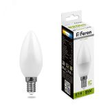 Лампа светодиодная LED 9вт Е14 белый матовая свеча 25799 FERON