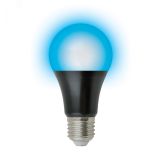 Лампа светодиодная ультрафиолетовая для дискотек LED-A60-9W/UVAD/E27/FR PLZ07BK Спектр UVA 410нм Картон UL-00005855 Uniel