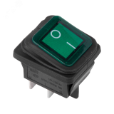 Выключатель клавишный 250V 15А (4с) ON-OFF зеленый с подсветкой ВЛАГОЗАЩИТА, REXANT 36-2362 REXANT