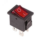 Выключатель клавишный 250V 6А (4с) ON-OFF красный с подсветкой Mini (RWB-207, SC-768) Индивидуальная упаковка 1 шт, REXANT 36-2190-1 REXANT