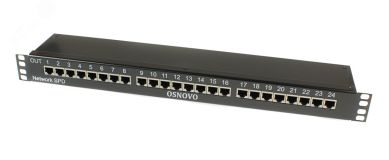 Устройство грозозащиты 1U для локальной вычислительной сети на 24 порта (скорость до 1000Мб/с) с защитой линий PoE 00-00014277 OSNOVO