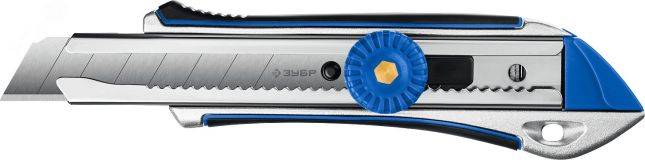 Нож металлический обрезиненный с винтовым фиксатором Титан-В, сегмент. лезвия 18 мм, Профессионал 09178_z01 ЗУБР