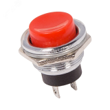 Выключатель-кнопка металл 250V 2А (2с) (ON)-OFF 16.2 красная, REXANT 36-3351 REXANT