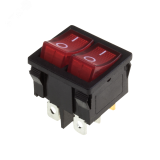 Выключатель клавишный 250V 6А (6с) ON-OFF красный с подсветкой ДВОЙНОЙ Mini, REXANT 36-2160 REXANT