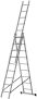 Лестница трехсекционная алюминиевая, 3 х 9 ступеней, H=257/426/591 см, вес 11.18 кг 65434 FIT РОС