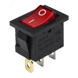 Выключатель клавишный 24V 15А (3с) ON-OFF красный с подсветкой Mini, REXANT 36-2165 REXANT