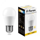 Лампа светодиодная LED 13вт Е27 теплый матовый шар 38104 FERON