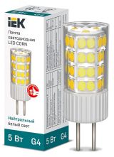 Лампа светодиодная CORN капсула 5Вт 230В 4000К керамика G4 LLE-CORN-5-230-40-G4 IEK