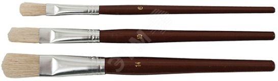 Кисти художественные, натуральная щетина, деревянная ручка, плоские, набор 3 шт 01528 FIT