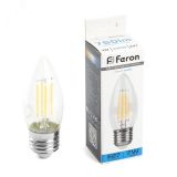 Лампа светодиодная LED 7вт Е27 дневной свеча FILAMENT 38272 FERON