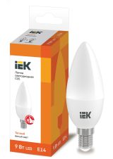 Лампа светодиодная LED 9вт Е14 тепло-белый матовая свеча ECO LLE-C35-9-230-30-E14 IEK