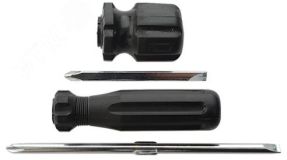 Отвертка с переставным жалом ''коротыш'', CrV сталь, черная пластиковая ручка 6x40 мм PH2/SL6 56207 КУРС