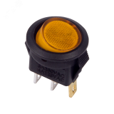 Выключатель клавишный круглый 250V 3А (3с) ON-OFF желтый с подсветкой Micro, REXANT 36-2532 REXANT
