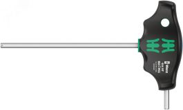 Отвёртка шестигранная 454 Hex-Plus HFс Т-образной рукояткой с функцией фиксации крепежа 5 x 150 мм с дополнительным коротким рабочим концом WE-023343 Wera