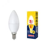 Лампа светодиодная LED-C37-9W/WW/E14/FR/NR Форма свеча, матовая. Серия Norma. Теплый белый свет (3000K). Картон. ТМ Volpe UL-00003804 Uniel
