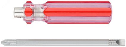Отвертка с переставным жалом, пластиковая красная прозрачная ручка 6х85 мм PH2/SL6 56210 КУРС
