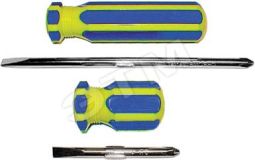Отвертка с переставным жалом ''коротыш'', CrV сталь, сине-желтая пластиковая ручка 6х32 мм PH2/SL6 56212 FIT