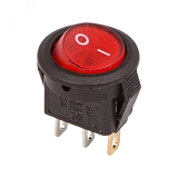 Выключатель клавишный круглый 250V 3А (3с) ON-OFF красный с подсветкой Micro (RWB-106, SC-214) Индивидуальная упаковка 1 шт, REXANT 36-2530-1 REXANT