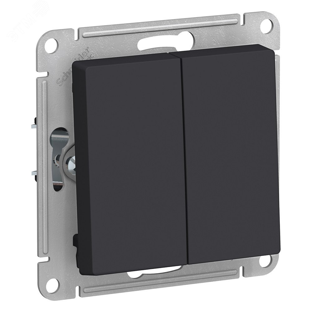 Выключатель двухклавишный ATLASDESIGN схема 5 10АХ механизм карбон ATN001051 Systeme Electric
