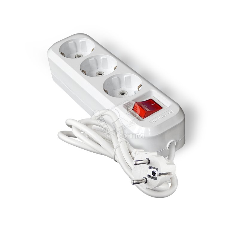 Удлинитель 3х2м S-303 с заземлением с выключателем ПВС 3х1 9634418 UNIVersal