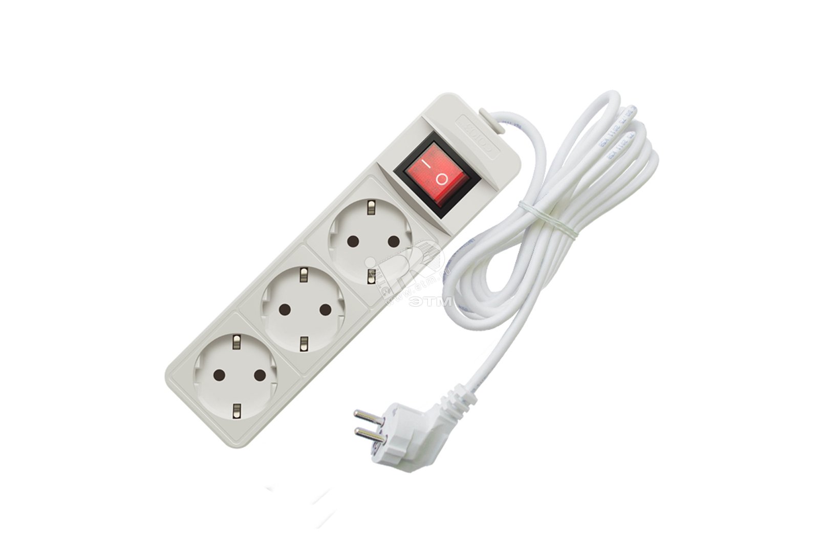 Удлинитель бытовой ТМ Союз 3500 Вт с заземлением с выключателем 3 гнезда ПВС 3м 481S-8303 UNIVersal