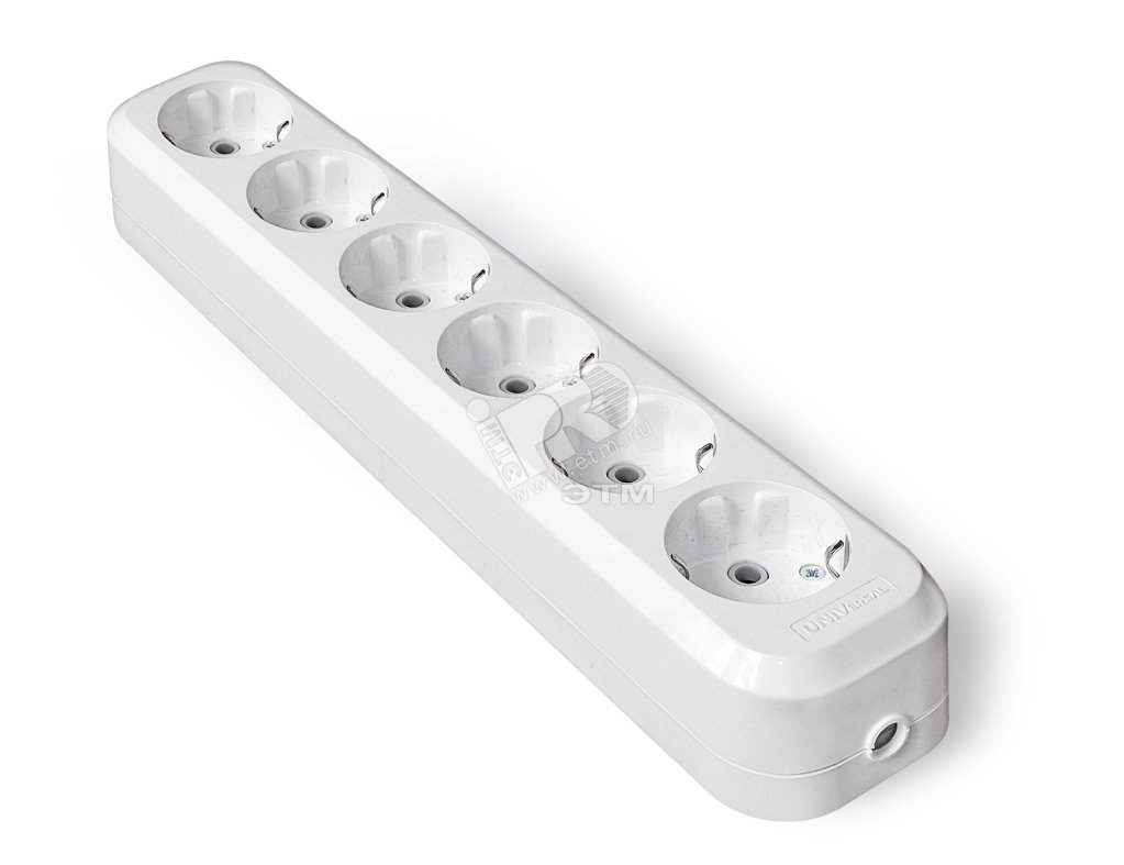 Колодка 6 гнезд с заземлением AБС-пластик E306 UNIVersal