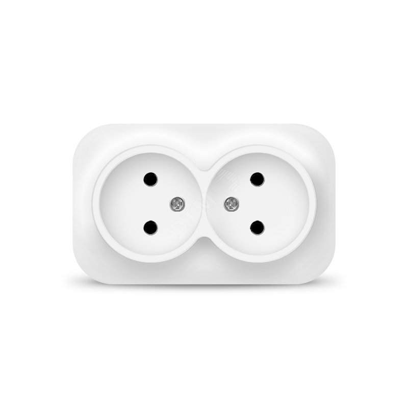 Розетка двухместная серия IONICH, б/з, о/у, 16А, 220В, белая (еврослот) 1417 UNIVersal
