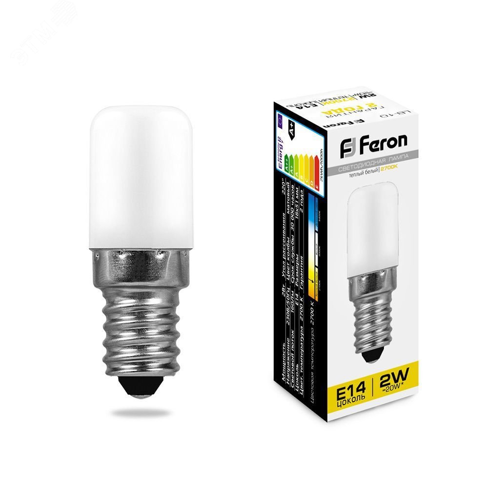 Лампа светодиодная LED 2вт Е14 теплый для холодильников 25295 FERON