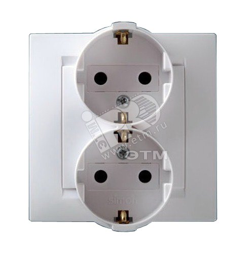 15 Розетка двойная 2Р+Е Schuko 16А 250В винтовой зажим белый 1590459-030 Simon