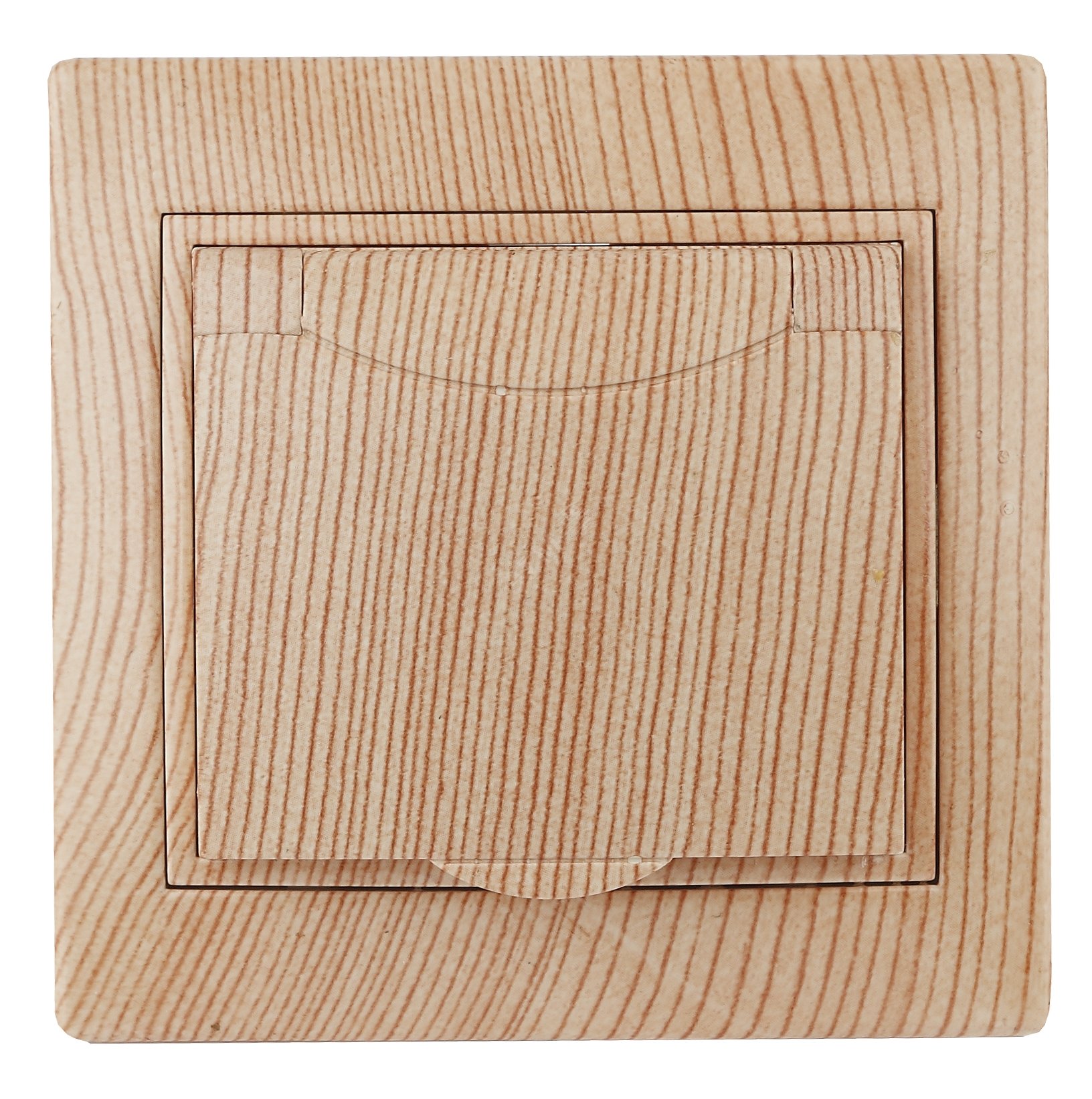 Розетка 2P+E Schuko с крышкой, 16А-250В, СУ, Plano, сосна, 1-203-11 Б0030065 ЭРА