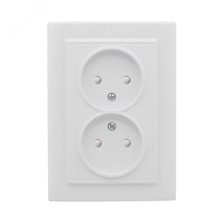Розетка Минск 2-местная СП без заземления 10А белая защитные шторки ERR10-102-100 EKF