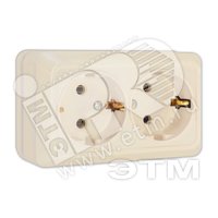Олимп Розетка двойная с заземлением бежевая наружная Б-О0128 UNIVersal