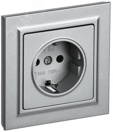 BRITE Розетка 1 пост с заземлением с защитными шторками 16А в сборе РСР14-1-0-БрА алюминий IEK BR-R14-16-K47-F IEK