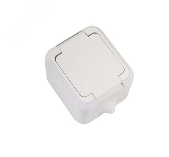 Розетка с крышкой белая в сборе брызгозащищенная IP44 18304 Makel