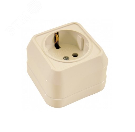 Розетка наружная с заземлением (квадрат) бежевая 45208 Makel