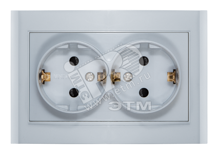 Розетка Бриллиант двойная с заземлением с защитной шторкой серебро 7949797 UNIVersal