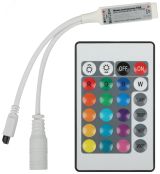 Контроллер мини для светодиодной ленты с ИК пультом RGBController-12/24V-72/144W-IP20-IR ЭРА Б0061110 ЭРА