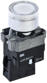 Кнопка LA167-BW3171 d=22мм RC 1з с подсвет. белая BBT20-BW3171-1-12-67-K01 IEK