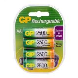 Аккумулятор перезаряжаемый GP 250AAHC AA, емкость 2450 мАч - 4 шт. в клемшеле 8714 GP