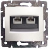 VALENA Розетка телефонная RJ11х2 алюминий 770139 Legrand/Daccord