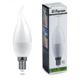 Лампа светодиодная LED 13вт Е14 белый матовая свеча на ветру 38113 FERON