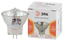 Лампа галогенная GU4-MR11-35W-220V-30 CL (галоге н софит 35Вт нейтр GU4). (10/300/12000) Б0044094 ЭРА