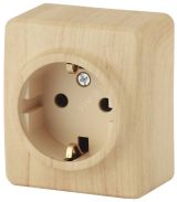 Розетка 2P+E Schuko со шторками, 16A-250В, ОУ, Эра Эксперт, сосна, 11-2204-11 Б0020690 ЭРА