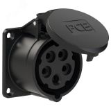 Розетка встраиваемая 16А/400V/3P+N+E/IP44, черная, фланец 70x70 00-00013327 PCE