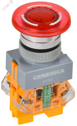 Кнопка D7-DZS Грибок d=22мм 1з+1р пов. с п/ф кр. GENERICA BBG50-11DZS-3-11-K04-G IEK