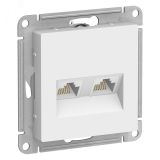 Розетка ATLASDESIGN двойная компьютерная RJ45+RJ45 категория 5E механизм белый ATN000185 Systeme Electric