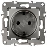 Розетка 2P+E Schuko, 16A-250В, б.л., Эра12, графит, 12-2001-12 Б0019307 ЭРА