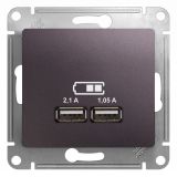 Розетка GLOSSA USB 5В/2100мА 2х5В/1050мА механизм сиреневый туман GSL001433 Systeme Electric
